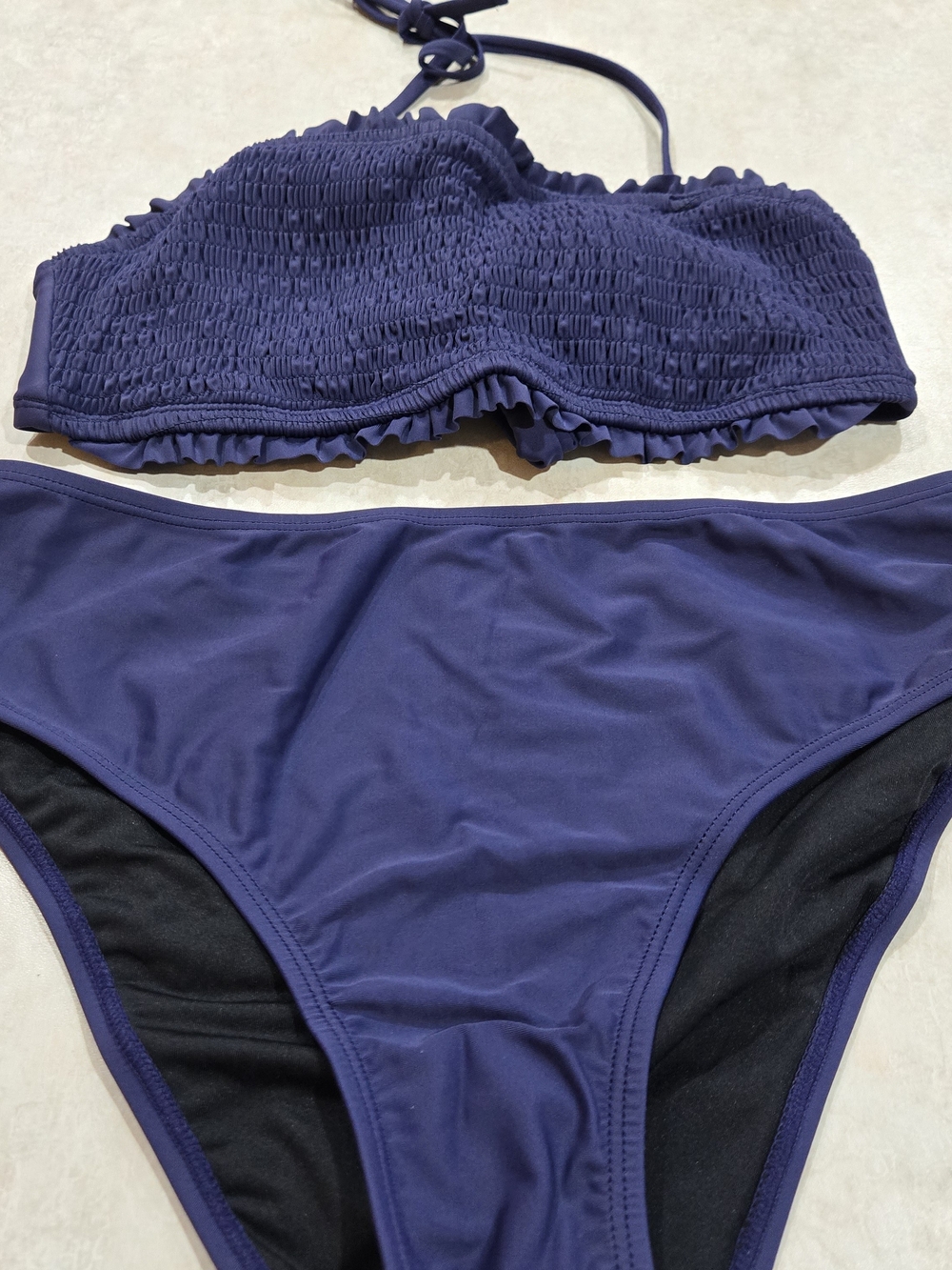 NWOT Smocked Bandeau Bikini Set in Deep Navy Size Medium